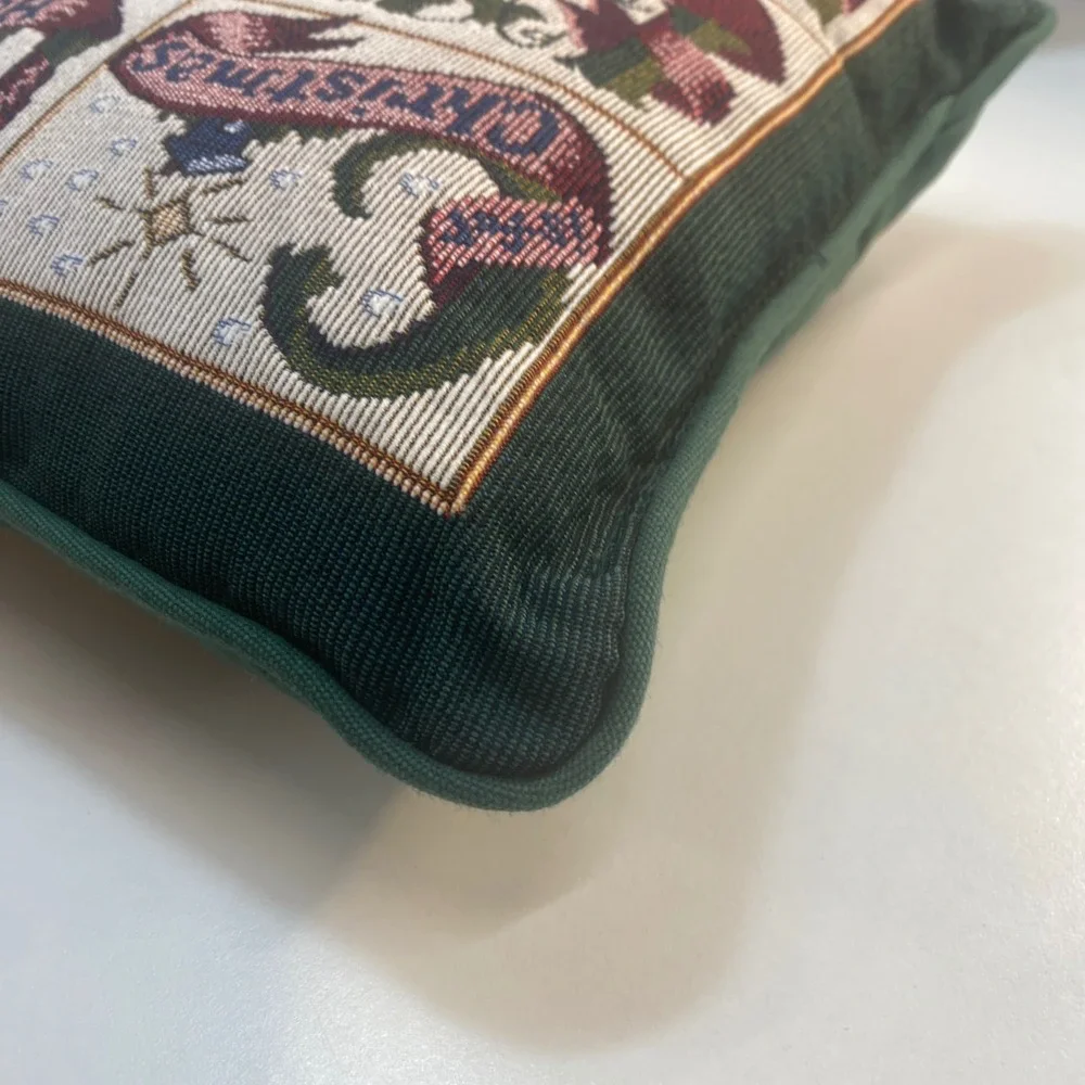 Vintage Christmas‎ Alphabet Tapestry Throw Pillow Santa Reindeer Angels Music